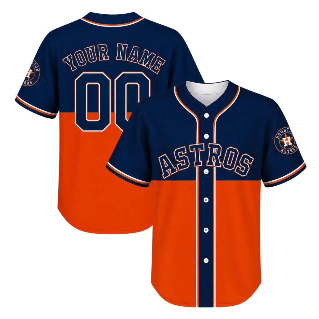 Astros Custom Baseball Jersey Dynamic Navy Orange