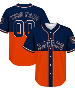 Astros Custom Baseball Jersey Dynamic Navy Orange
