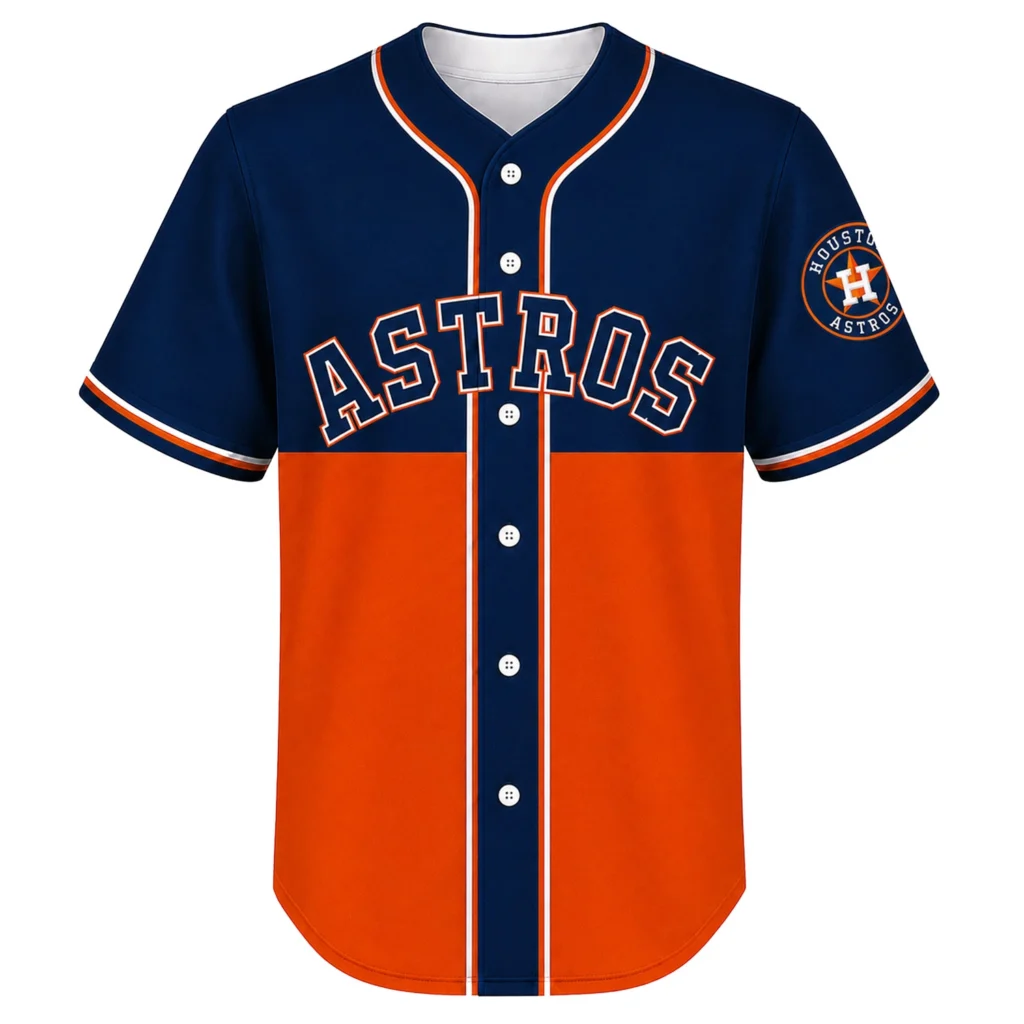 Astros Custom Baseball Jersey Dynamic Navy Orange
