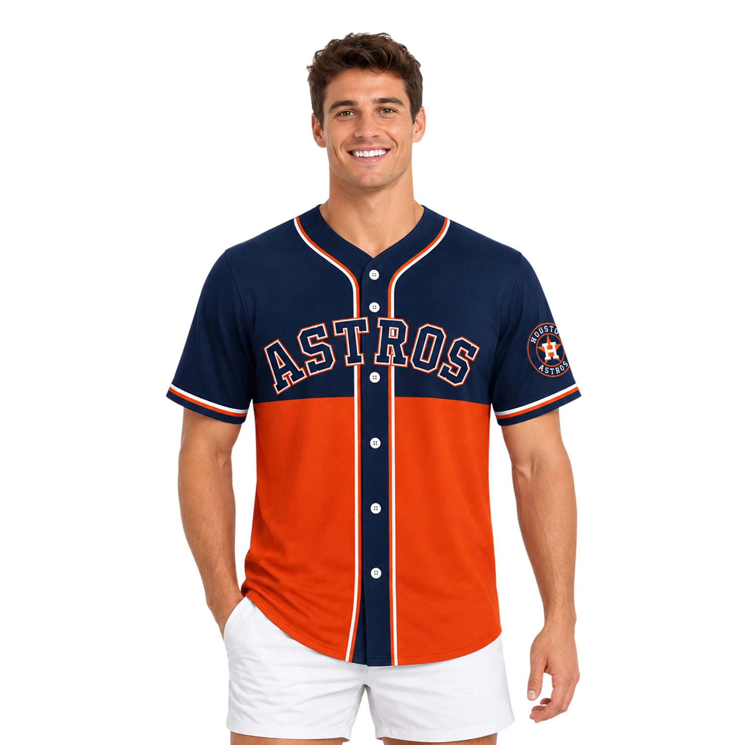 Astros Custom Baseball Jersey Dynamic Navy Orange