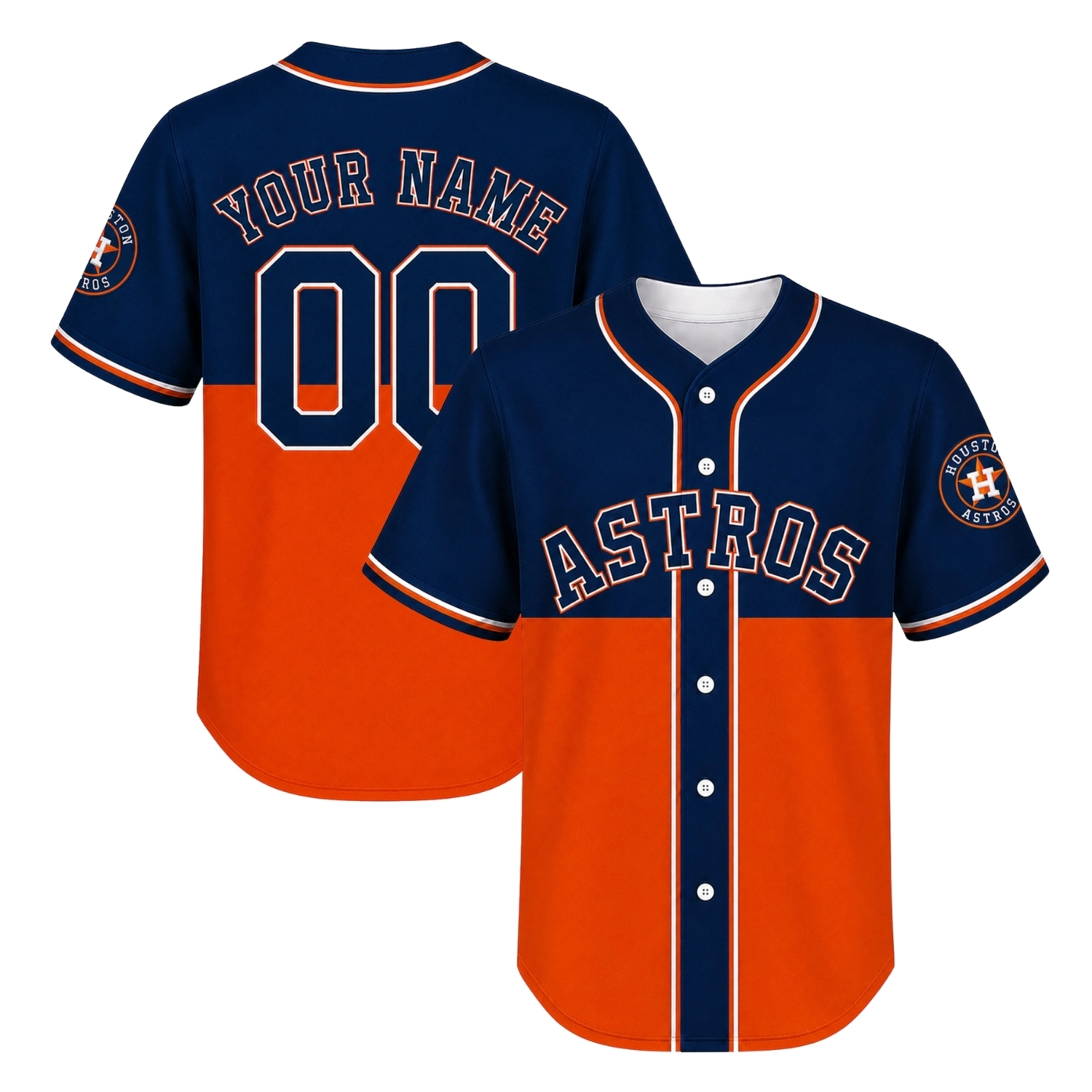 Astros Custom Baseball Jersey Dynamic Navy Orange