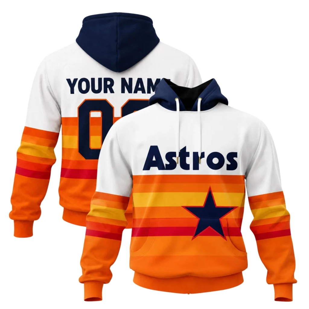 Astros Fan Hoodie Custom Exclusive Retro Stripe Design