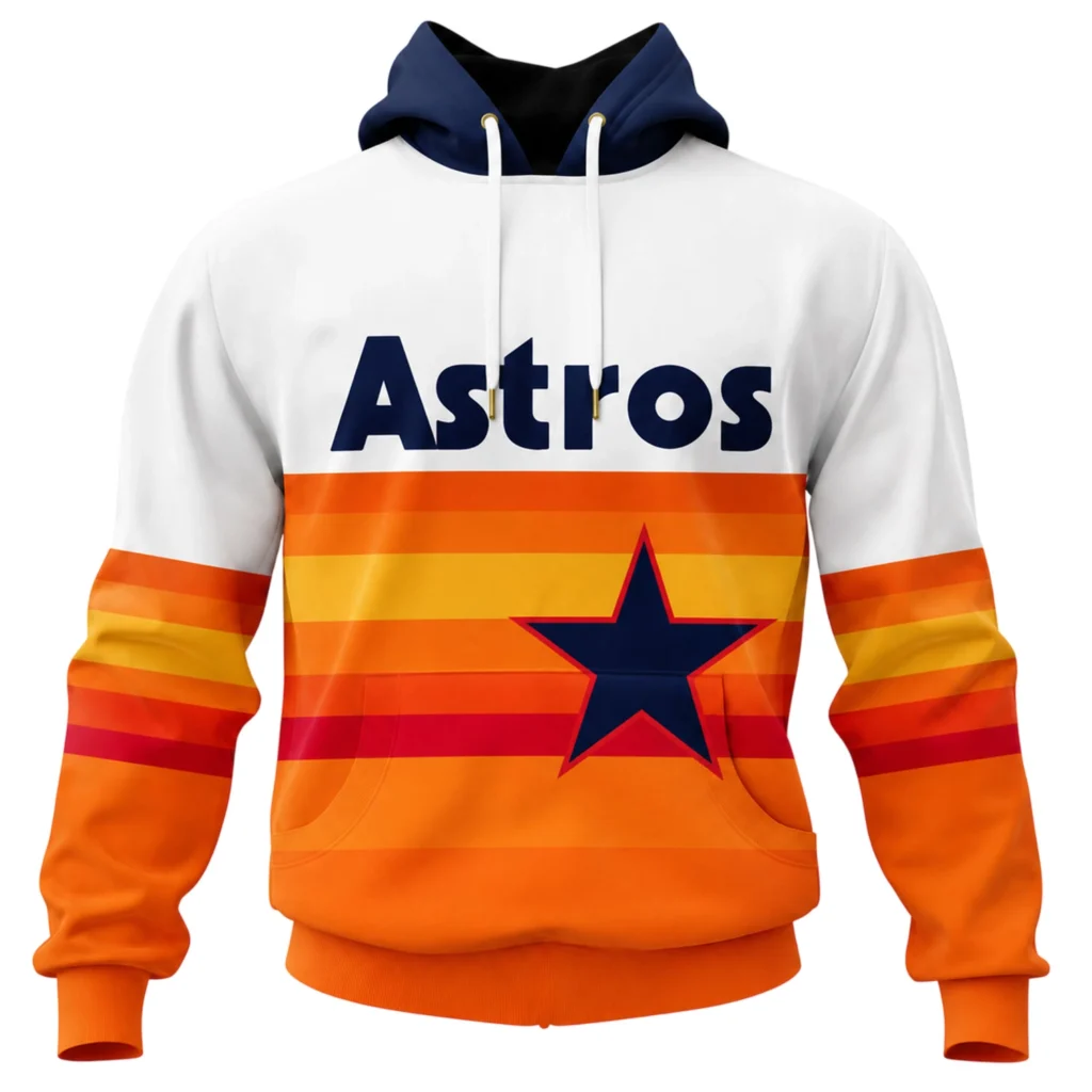 Astros Fan Hoodie Custom Exclusive Retro Stripe Design