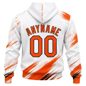 Baltimore Orioles White Hoodie Bold Custom Name and Number