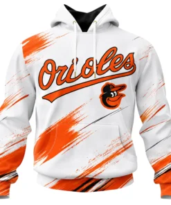 Baltimore Orioles White Hoodie Bold Custom Name and Number