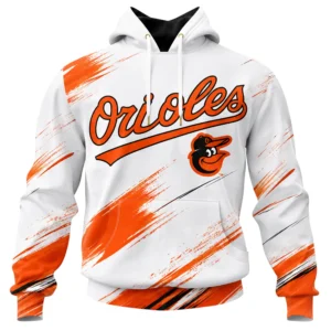 Baltimore Orioles White Hoodie Bold Custom Name and Number