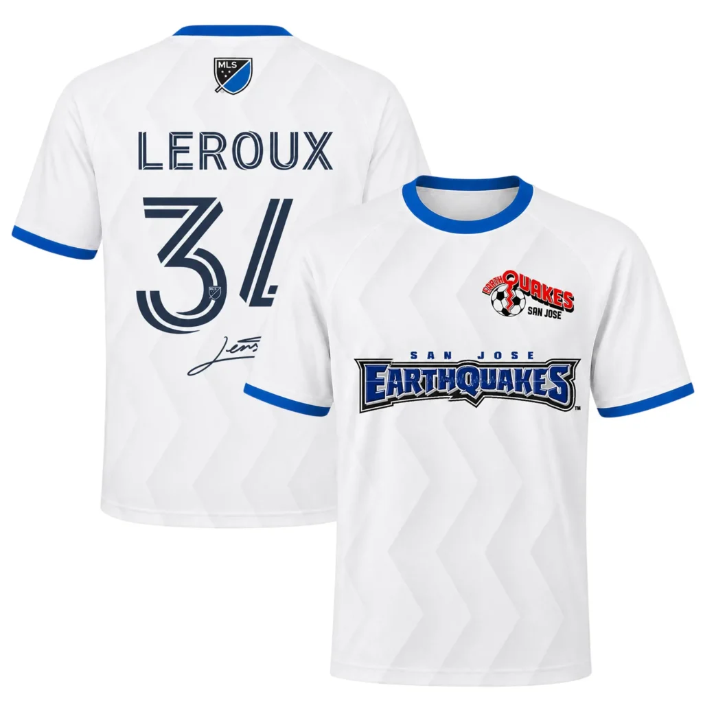 Beau Leroux White Jersey Elite SJ Earthquakes Soccer Kit