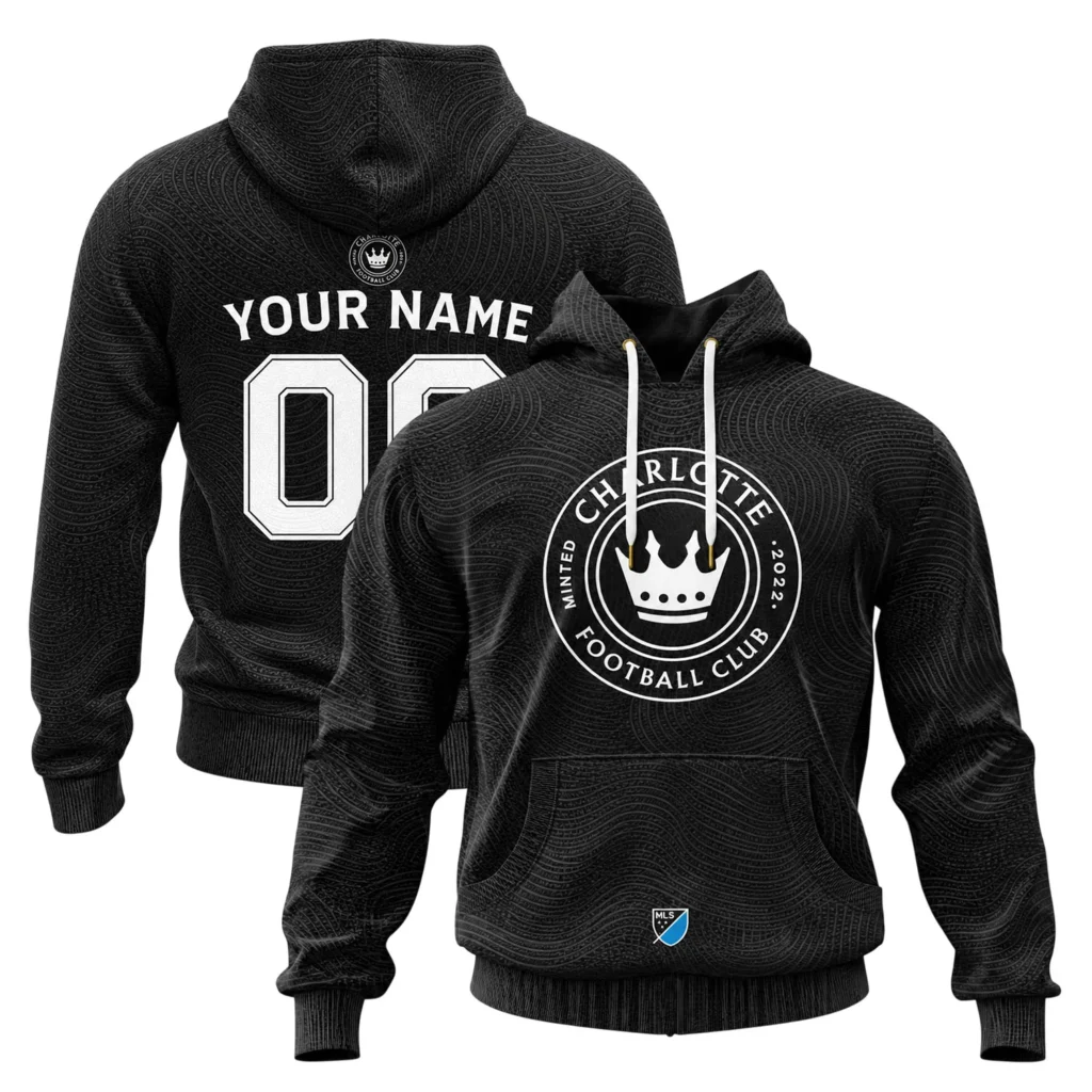 Charlotte FC Black Custom Hoodie Epic Name and Number