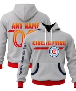 Chicago Fire Grey Hoodie Custom Name and Number Gift