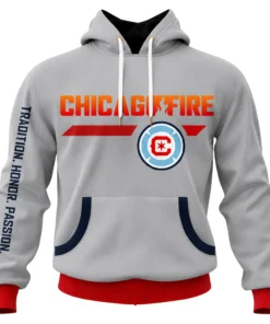 Chicago Fire Grey Hoodie Custom Name and Number Gift
