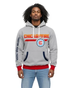 Chicago Fire Grey Hoodie Custom Name and Number Gift