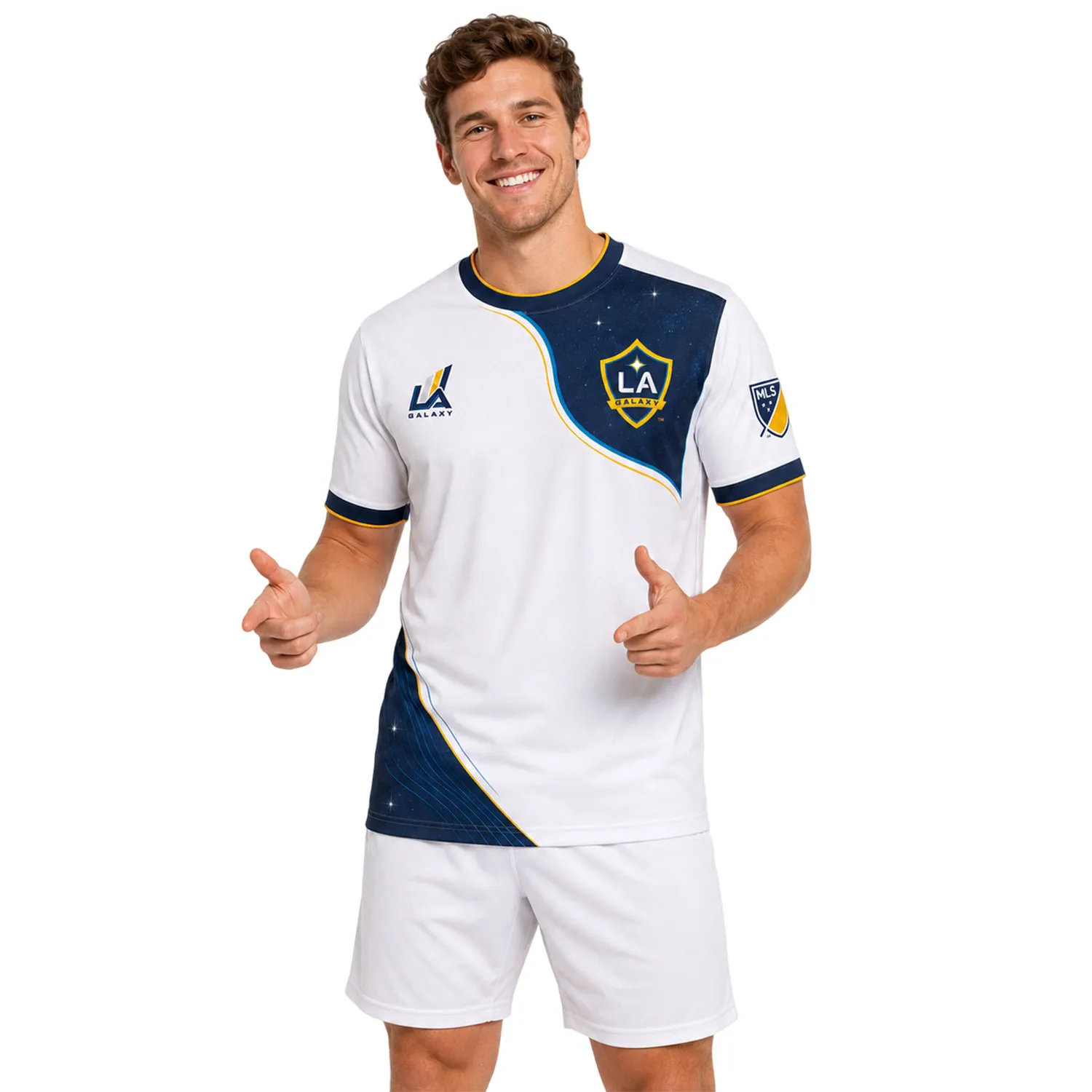 Custom LA Galaxy Soccer Shirt – Elite Navy Curve Design