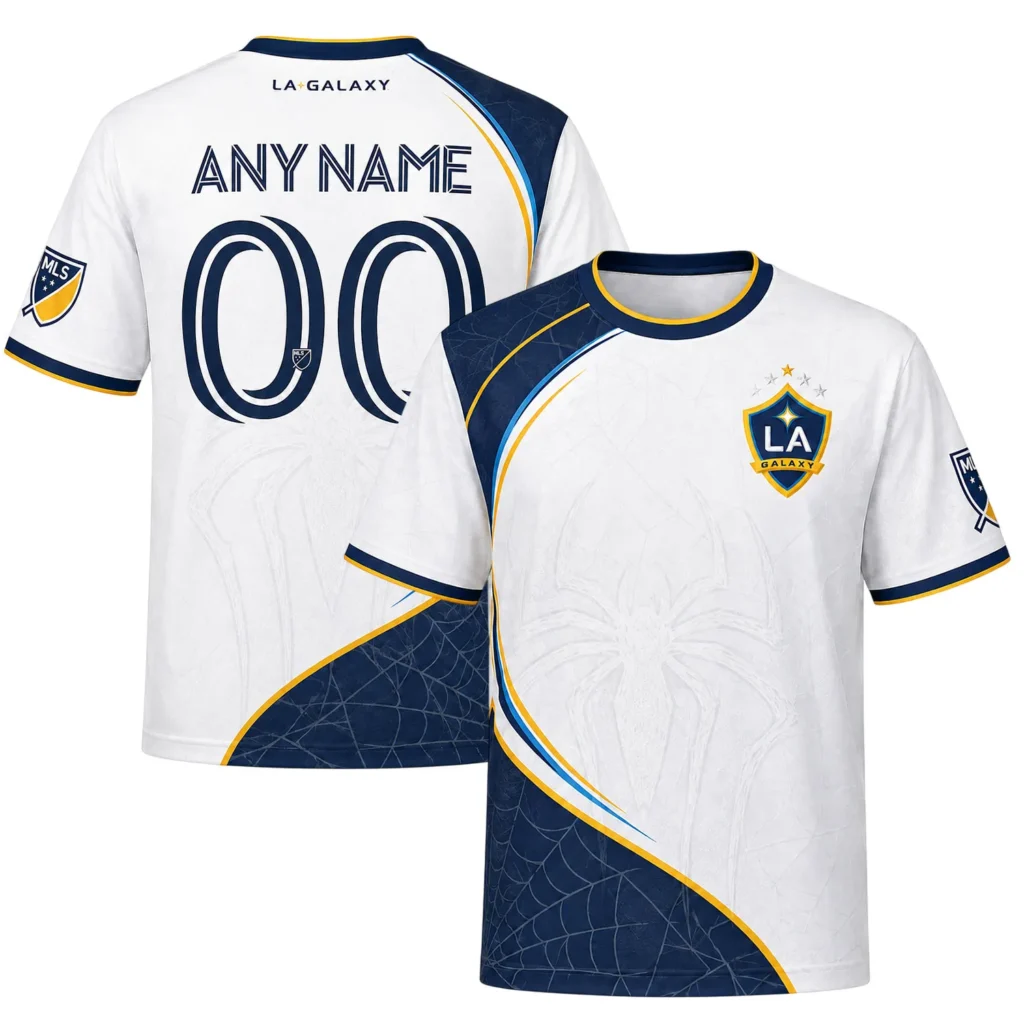 Custom LA Galaxy Spiderman Jersey – Unique Web Pattern Design