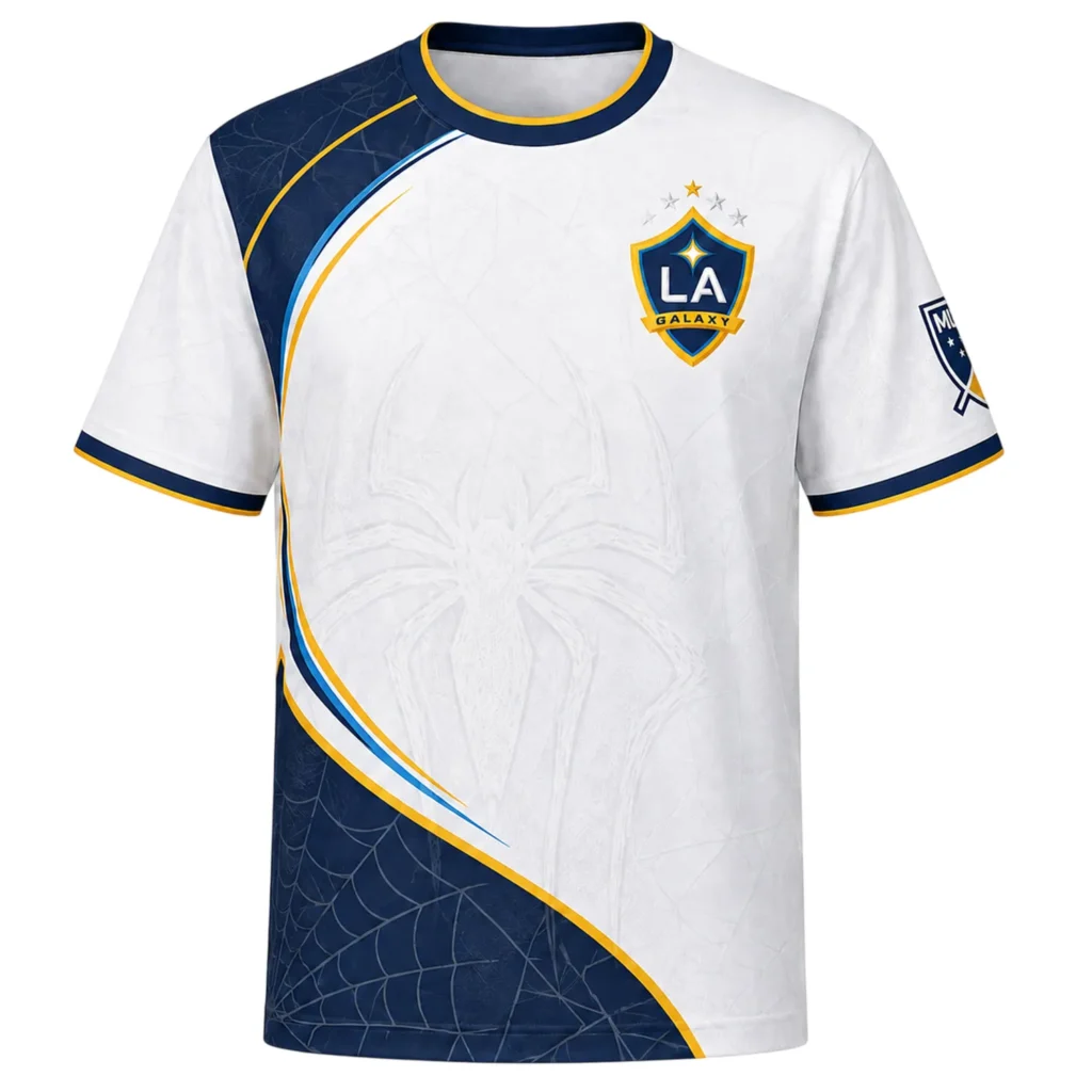 Custom LA Galaxy Spiderman Jersey – Unique Web Pattern Design