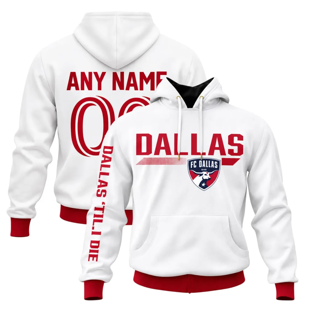 FC Dallas White Hoodie Personalized Gift for Fan