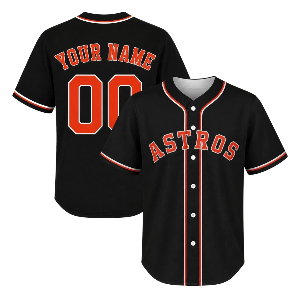 Houston Baseball Jersey Custom Solid Black Style