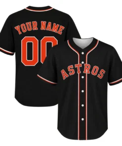 Houston Baseball Jersey Custom Solid Black Style