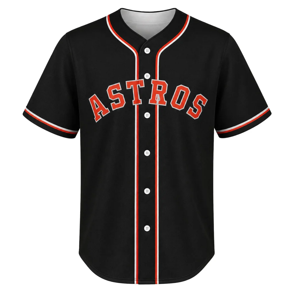 Houston Baseball Jersey Custom Solid Black Style