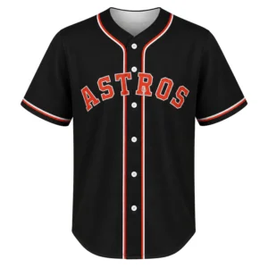 Houston Baseball Jersey Custom Solid Black Style