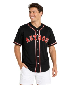 Houston Baseball Jersey Custom Solid Black Style