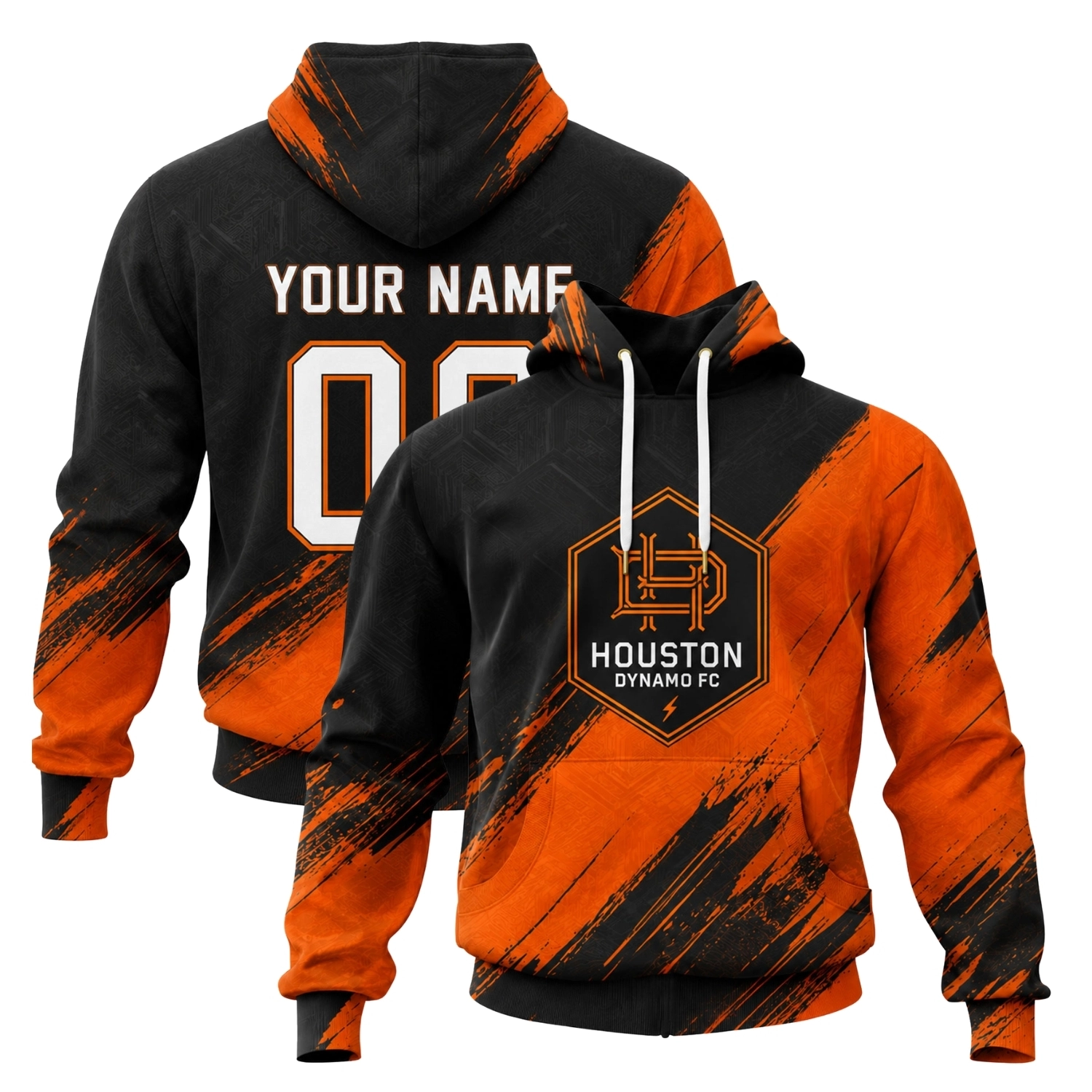Houston Dynamo FC Hoodie Custom Exclusive Brush Design