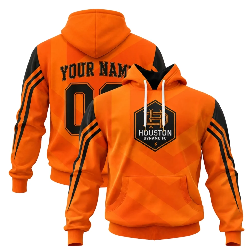 Houston Dynamo Soccer Hoodie Custom Vibrant Chevron Design