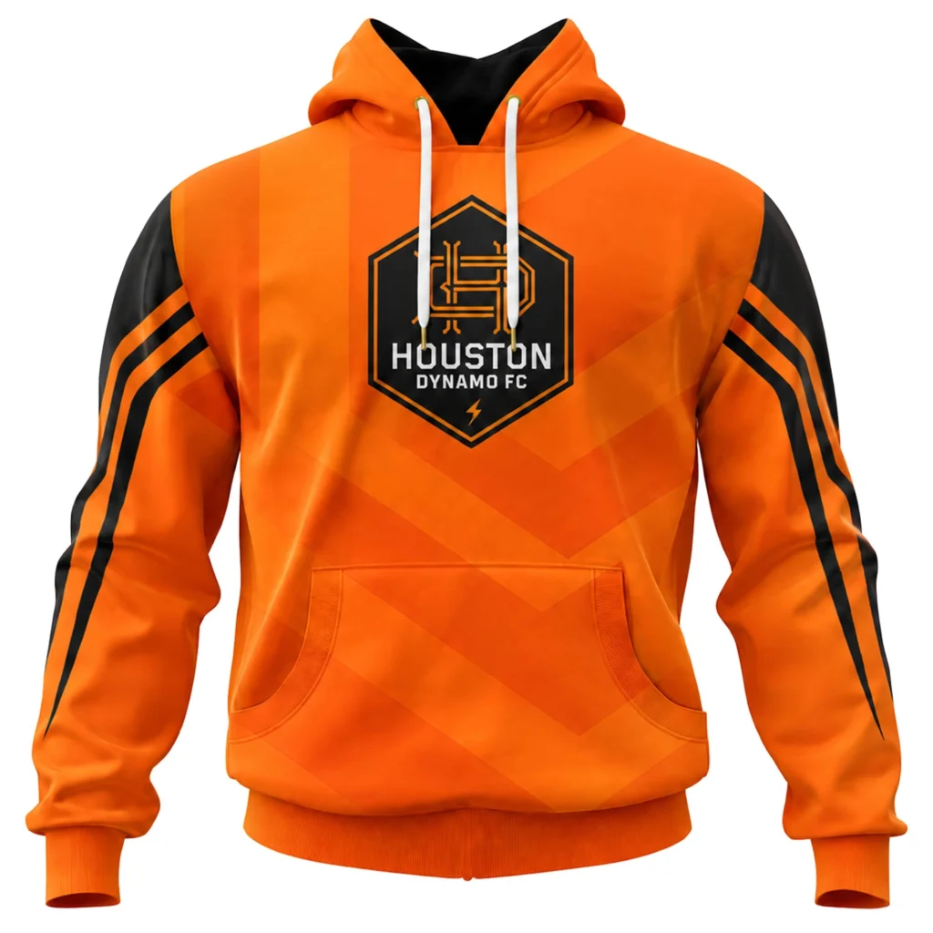 Houston Dynamo Soccer Hoodie Custom Vibrant Chevron Design