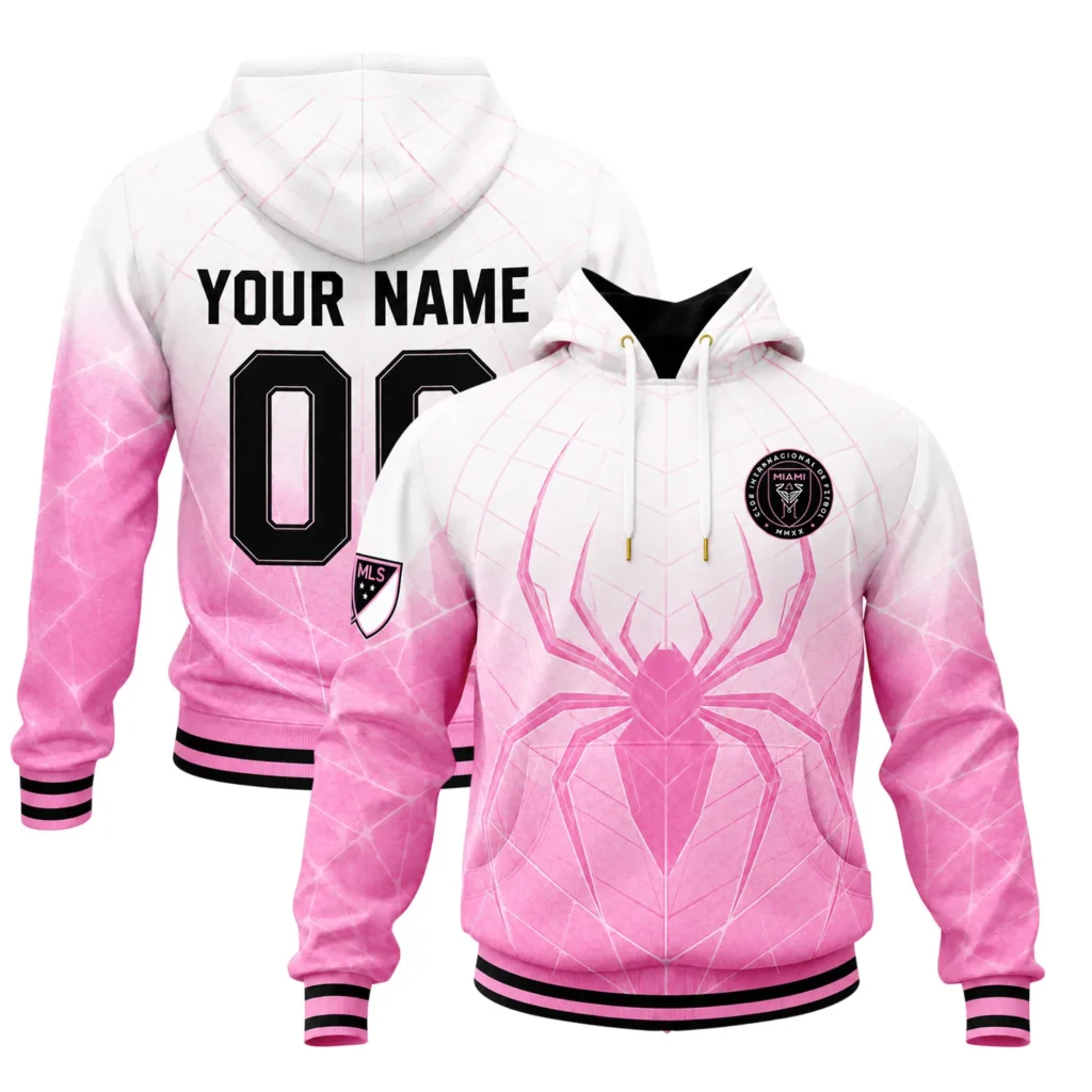 Inter Miami Spiderman Fleece Hoodie – Custom Luxurious Fan Wear