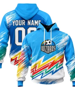 KC Wizards Hoodie Bold Rainbow Splash Retro Graphic