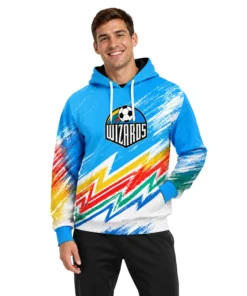 KC Wizards Hoodie Bold Rainbow Splash Retro Graphic