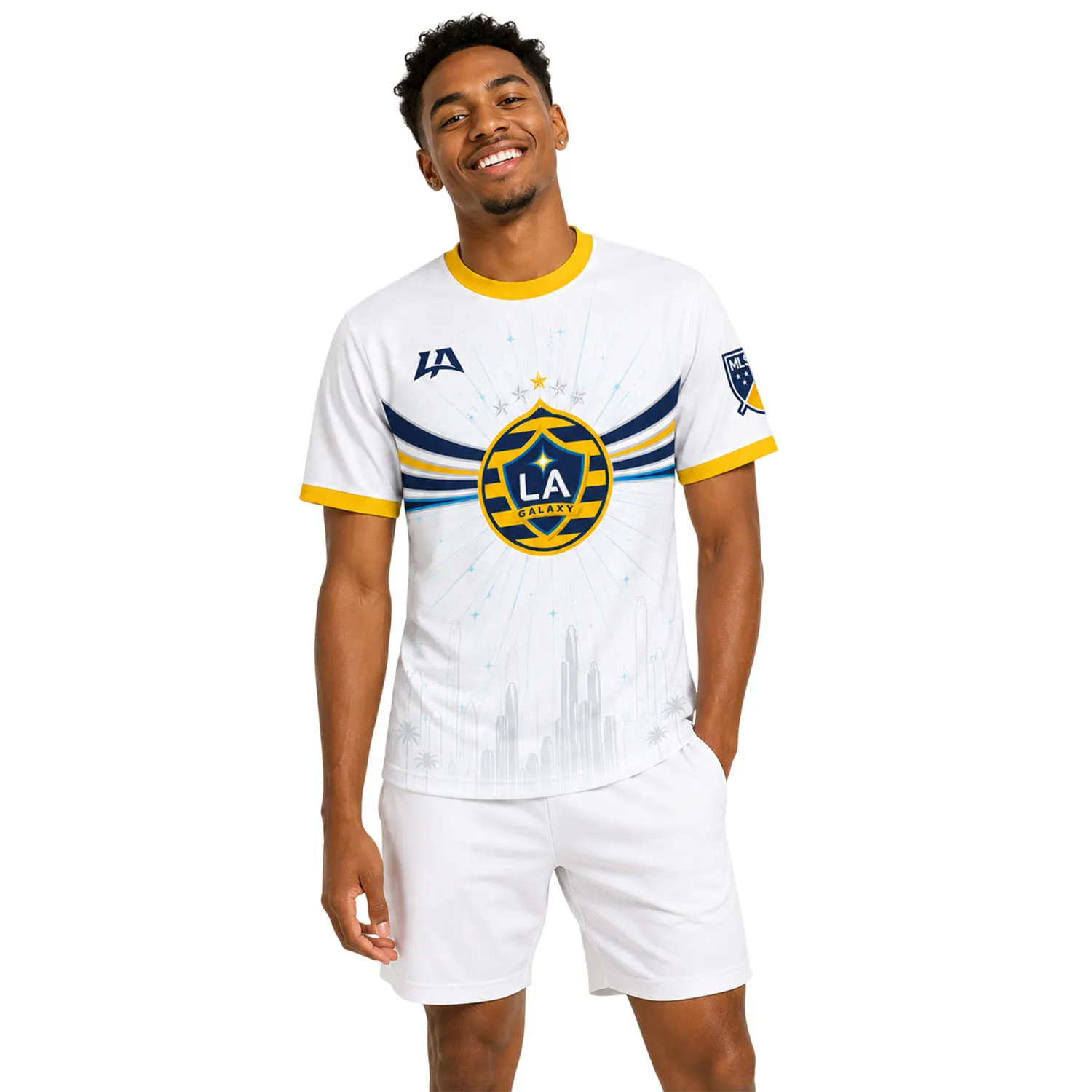 LA Galaxy Custom Jersey – Stunning Gold Skyline Design