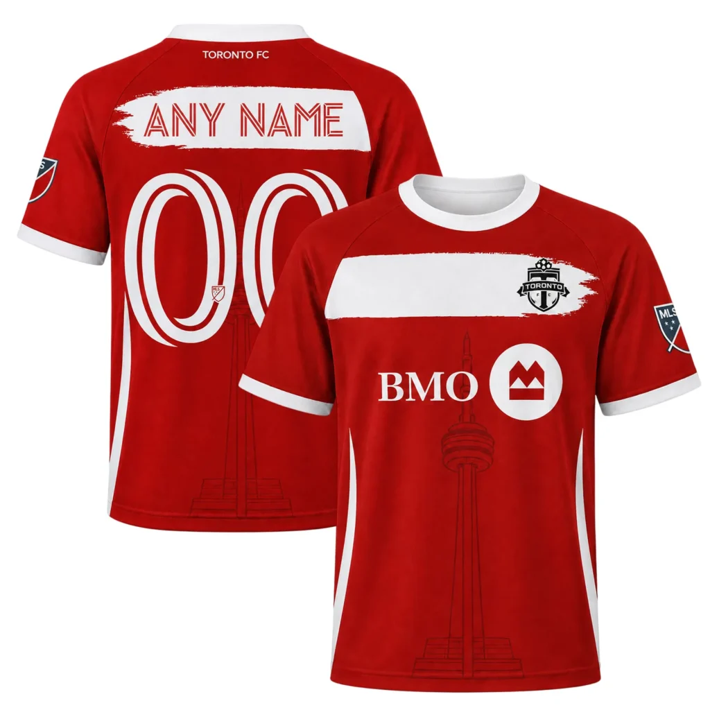 Men's Toronto FC Red Custom Jersey – Bold White Stripe Custom Name & Number