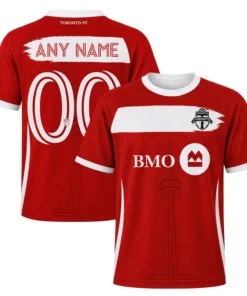 Men's Toronto FC Red Custom Jersey – Bold White Stripe Custom Name & Number