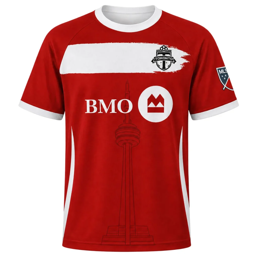 Men's Toronto FC Red Custom Jersey – Bold White Stripe Custom Name & Number