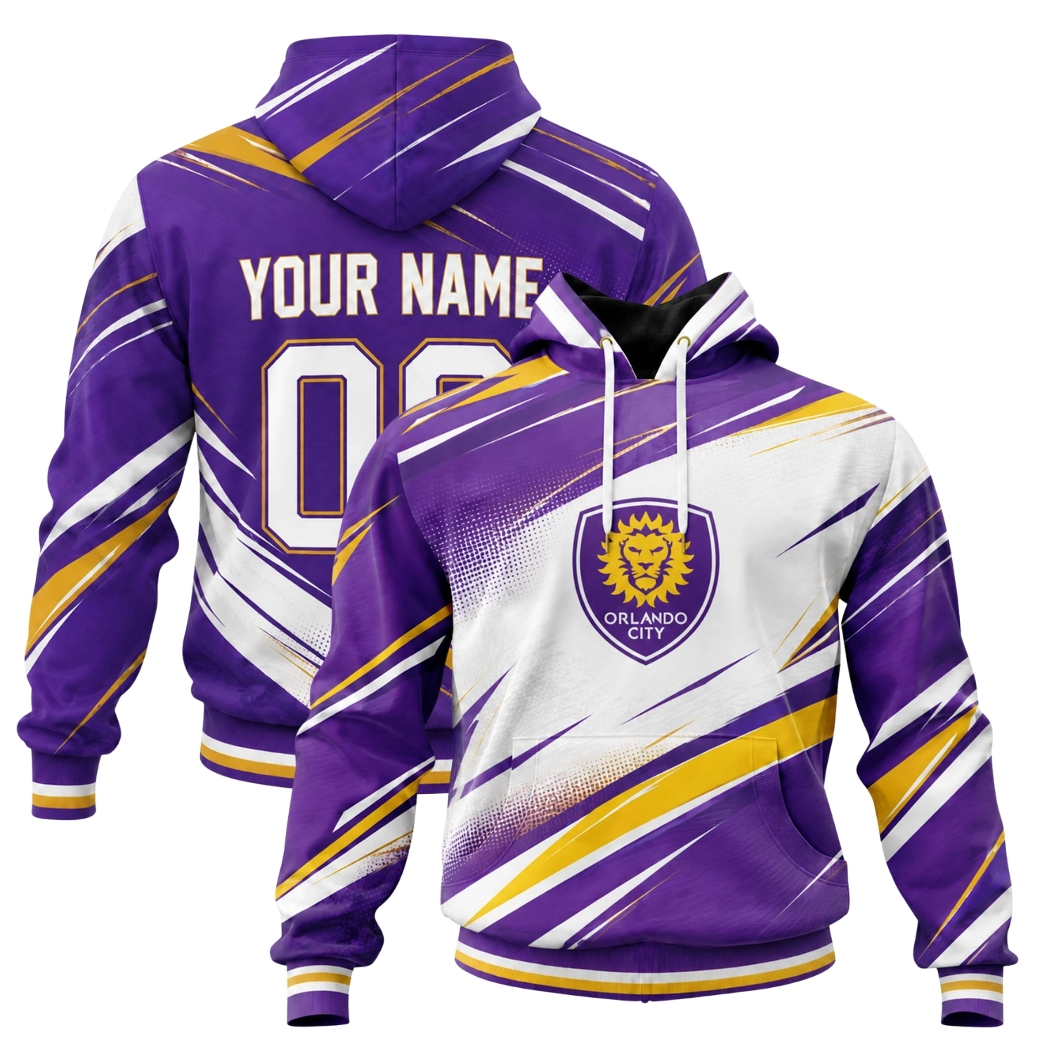 Orlando City Fan Hoodie Custom Elite Gold Lion Style