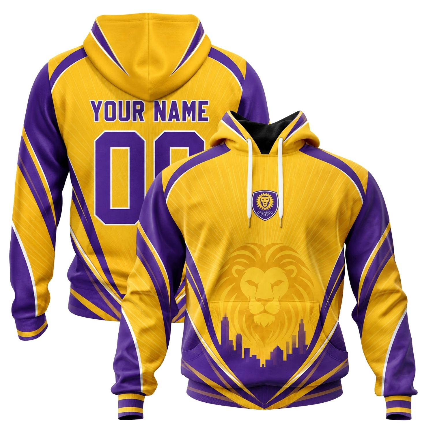 Orlando City SC Hoodie Custom Bold Gold Lion Style