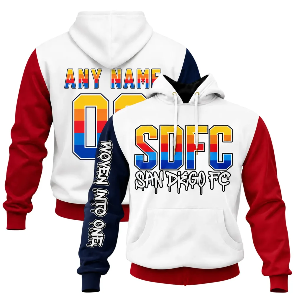 San Diego FC Floral Hoodie Custom Trendy Woven Into One White
