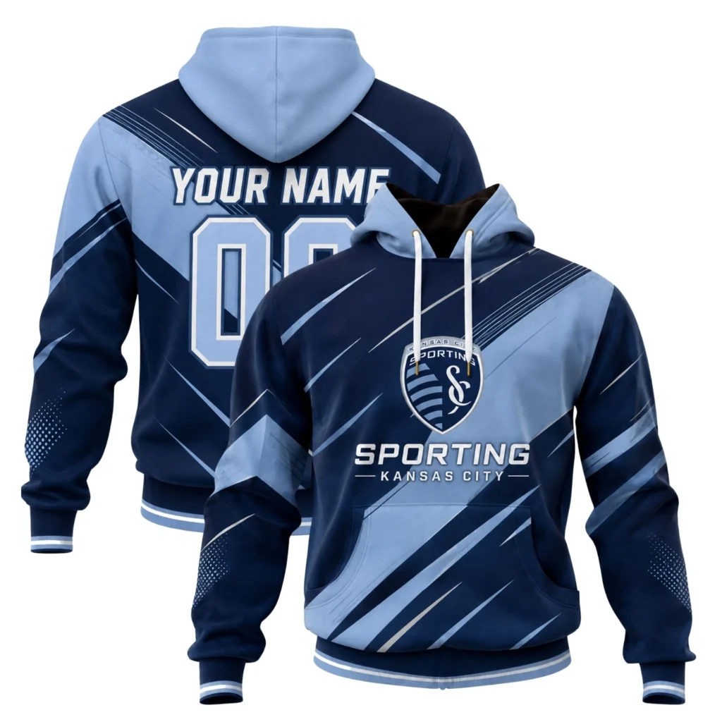 Sporting Kansas City Soccer Hoodie Custom Vibrant Diagonal Graphic