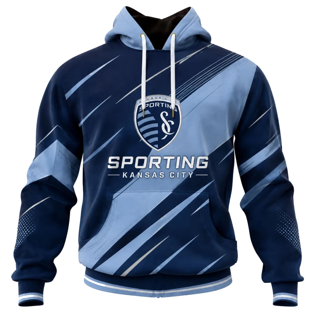 Sporting Kansas City Soccer Hoodie Custom Vibrant Diagonal Graphic