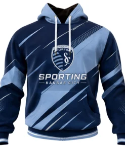 Sporting Kansas City Soccer Hoodie Custom Vibrant Diagonal Graphic
