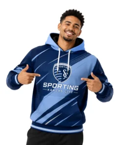 Sporting Kansas City Soccer Hoodie Custom Vibrant Diagonal Graphic