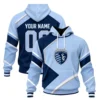 Sporting KC Fan Hoodie Custom Stunning Color Block Design
