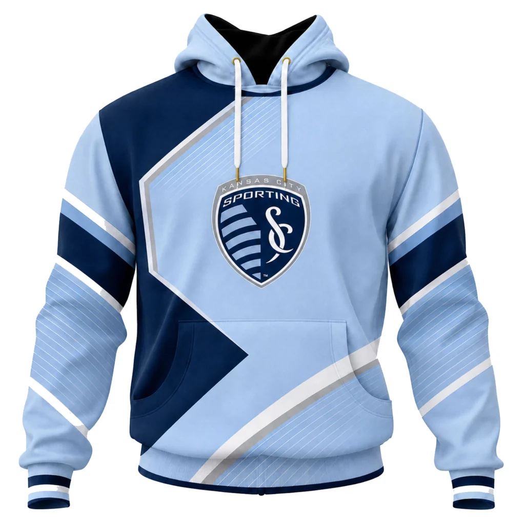 Sporting KC Fan Hoodie Custom Stunning Color Block Design