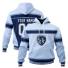 Sporting KC Hoodie Stunning Light Blue Stripe Pullover