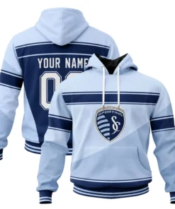 Sporting KC Hoodie Stunning Light Blue Stripe Pullover