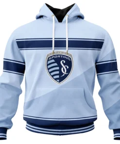 Sporting KC Hoodie Stunning Light Blue Stripe Pullover