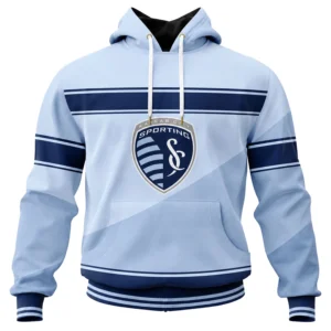 Sporting KC Hoodie Stunning Light Blue Stripe Pullover