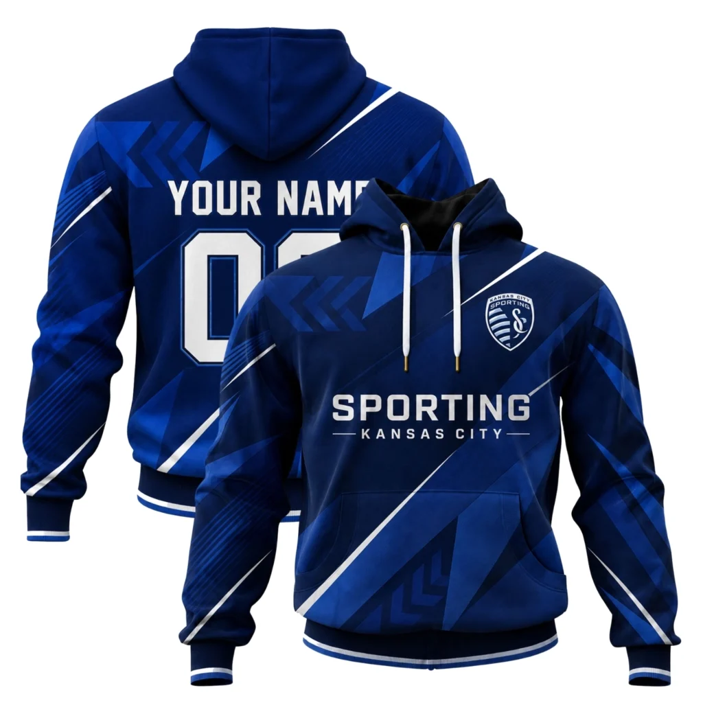 Sporting KC Soccer Hoodie Custom Exclusive Navy Chevron