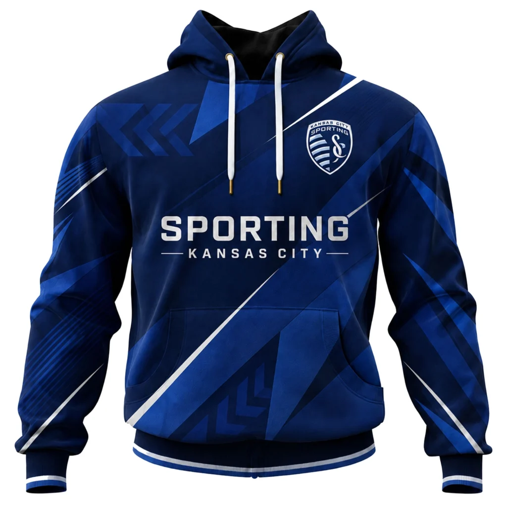 Sporting KC Soccer Hoodie Custom Exclusive Navy Chevron