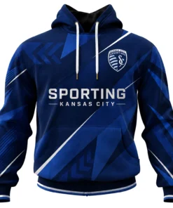 Sporting KC Soccer Hoodie Custom Exclusive Navy Chevron